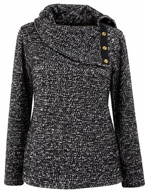 Calvin Klein Cowl Neck Sweater – Black & White Textured Knit (Size S)